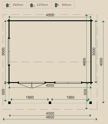 Malibu Log Cabin and Terrace 4mx4m including Floor