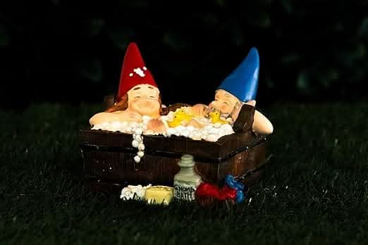 Solar Gnome Bathtub Garden Ornament – Light Up Patio & Flower Bed Decor