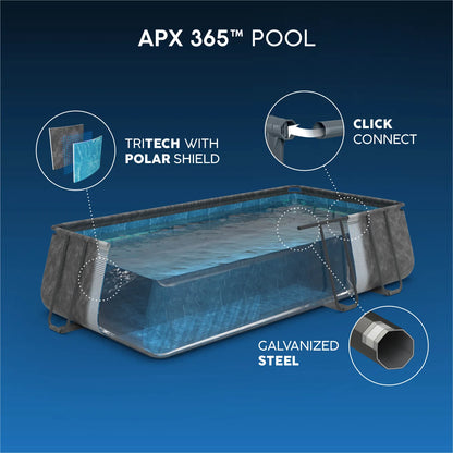 Bestway 31ft 4" x 16ft x 52" Rectangular APX 365 Above Ground Swimming Pool, Polysphere Filter Pump & Accessories