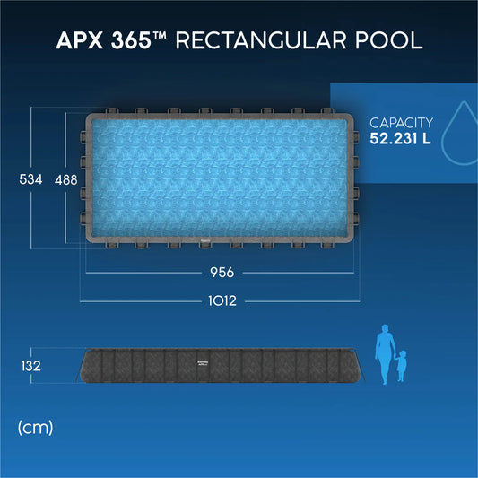 Bestway 31ft 4" x 16ft x 52" Rectangular APX 365 Above Ground Swimming Pool, Polysphere Filter Pump & Accessories