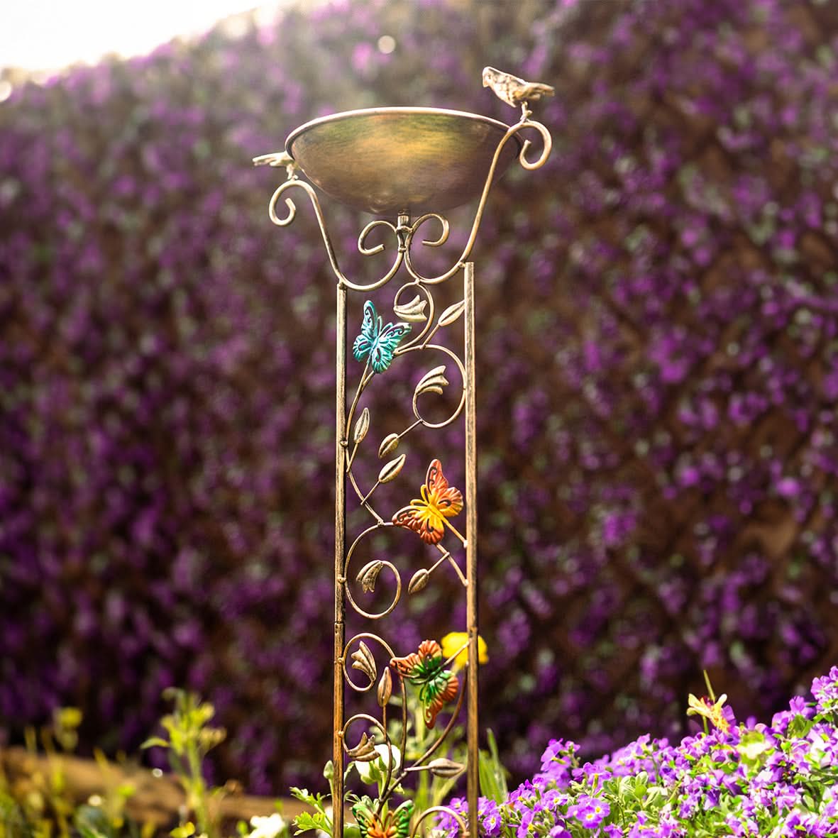 Bronze Effect Bird Bath Garden Trellis – Weatherproof Outdoor Bird Feeder