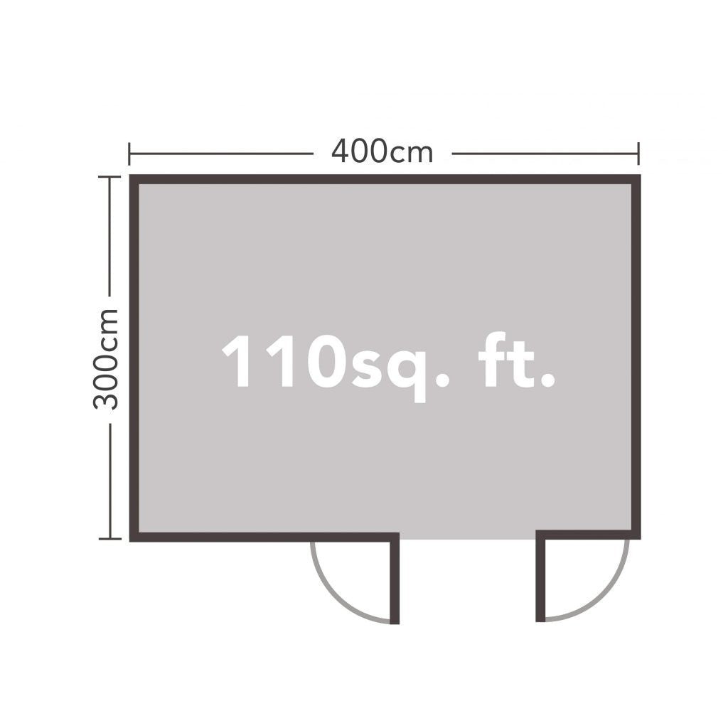 Chiltern 4.0m x 3.0m Log Cabin Double Glazed 34kg Felt, Plus Underlay