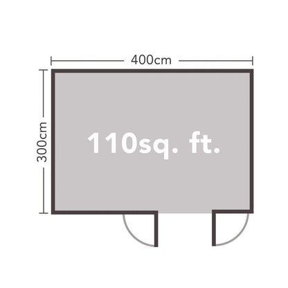 Chiltern 4.0m x 3.0m Log Cabin Double Glazed 34kg Felt, Plus Underlay