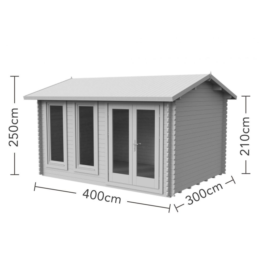 Chiltern 4.0m x 3.0m Log Cabin Double Glazed 34kg Felt, Plus Underlay