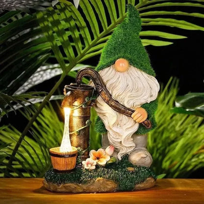 30cm Solar Gnome Garden Ornament with LED Water Pump Light