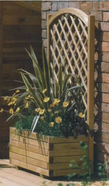 Rowlinson Wooden Rectangular Planter With Lattice