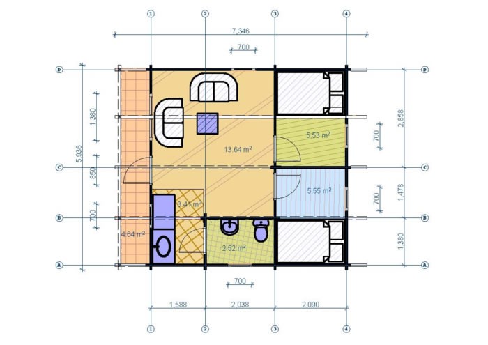 Baltic Log Cabin 6mx6m - 68mm