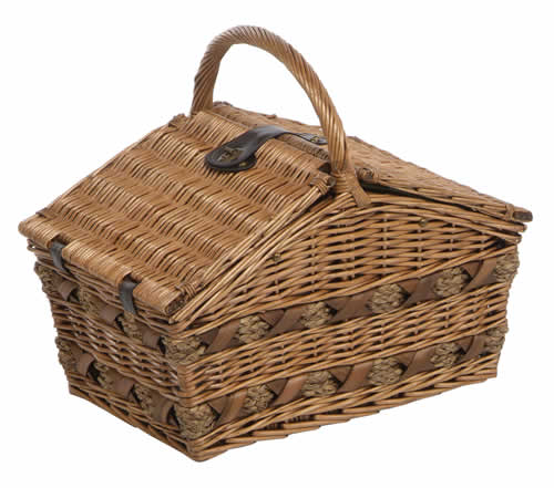 Twin Opening Four Person Willow Picnic Hamper