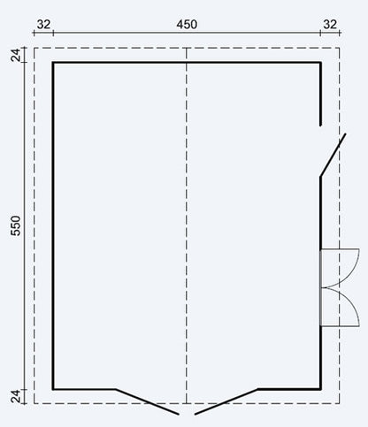 Log Cabin Garage 2  44mm 4.7mx5.7m