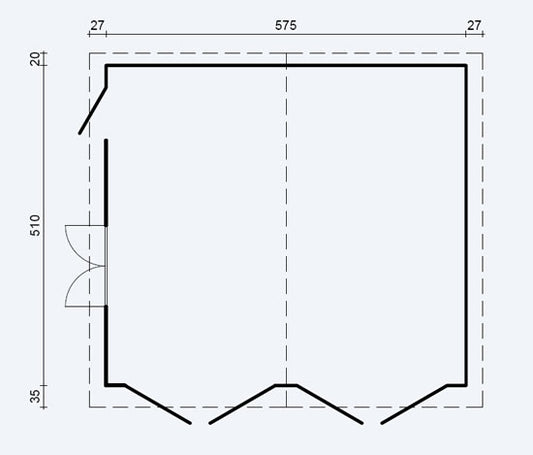 44mm Double Log Cabin Garage 5.95mx5.3m