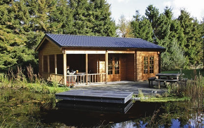 Sicily Log Cabin with Porch and Canopy 8mx5m including Floor