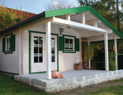 Atlanta Log Cabin with Veranda and lean to 3.8mx3m