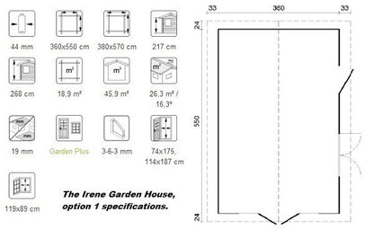 The Irene 44mm Log Cabin 3.8mx5.7m