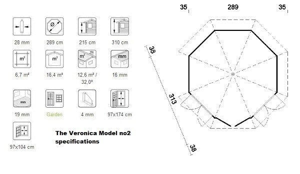 The Veronica Elegant Log Cabin 2.89m