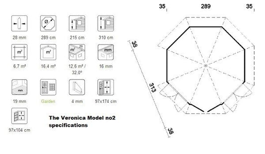 The Veronica Elegant Log Cabin 2.89m