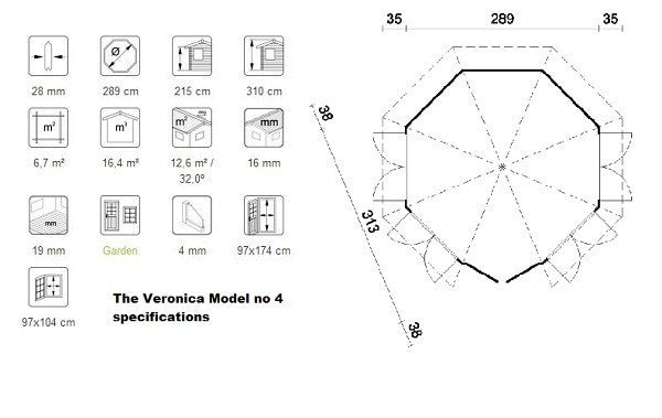 The Veronica Elegant Log Cabin 2.89m