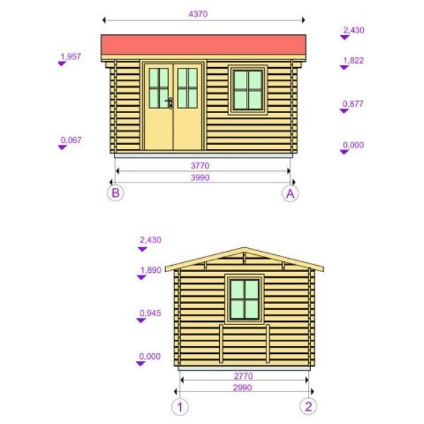 Rumus Log Cabin 4mx3m including Floor