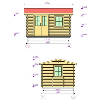 Rumus Log Cabin 4mx3m including Floor