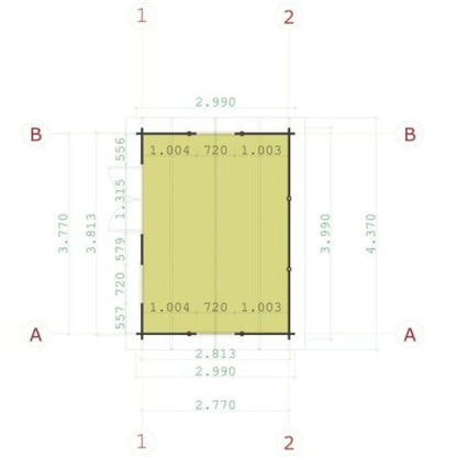 Rumus Log Cabin 4mx3m including Floor