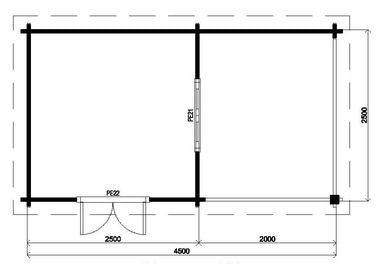 Oslo 44mm Log Cabin (250x450cm)