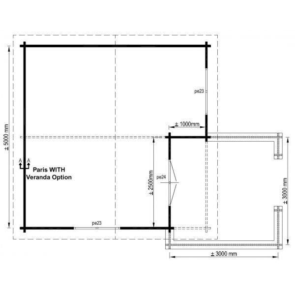 Lugarde Woodstock Log Cabin 5mx5m