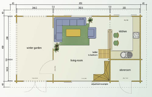 58mm Holiday cabin with loft area 4.5mx8.5m