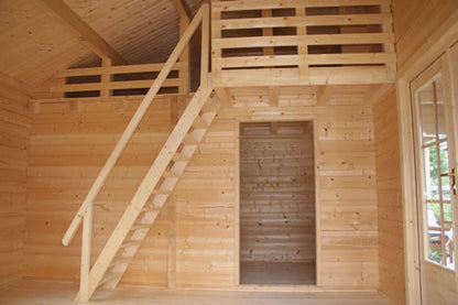 70mm Leisure Log Cabin with extensive accomodation 4.3mx5.6m