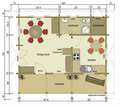 94mm Residential Log Cabin 7mx8m