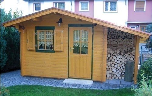 Malmo 28mm Log Cabin with Lean To 4.3x3m