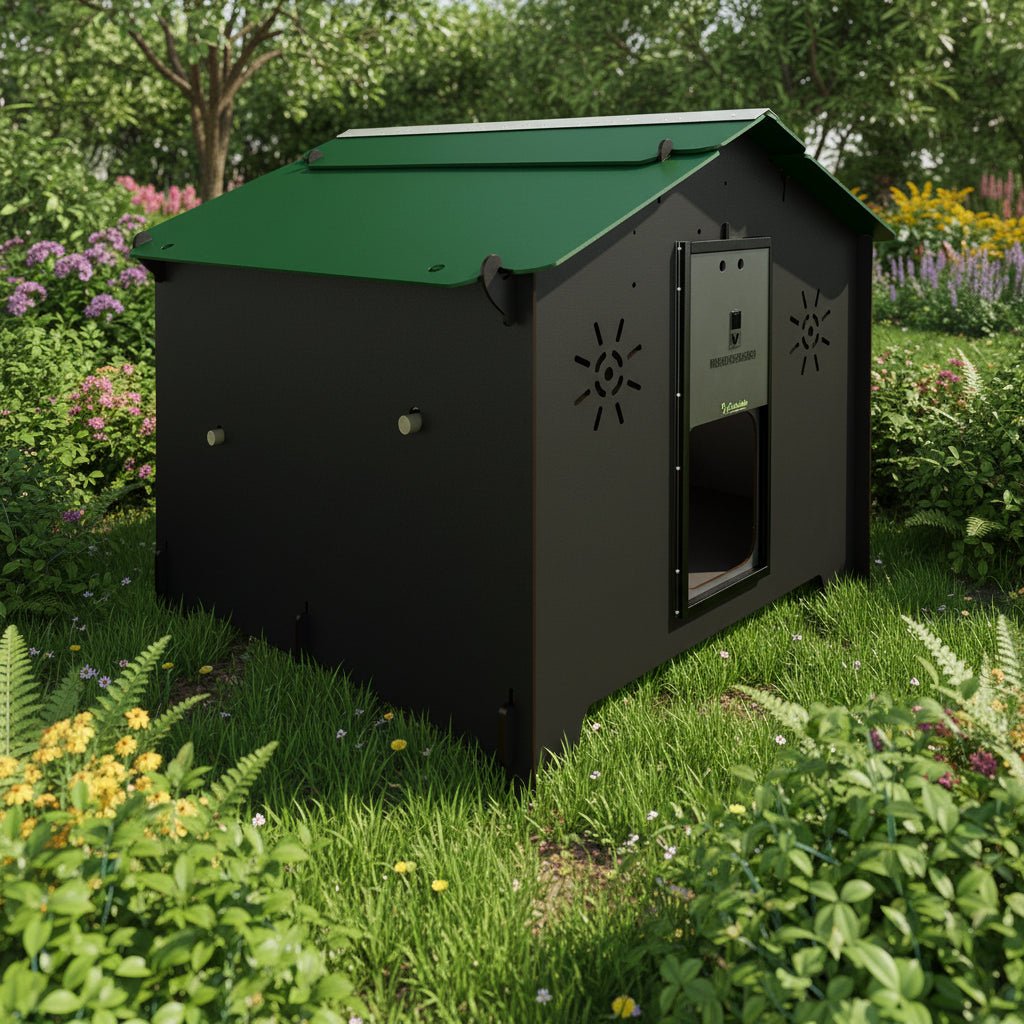 Easicoop Chalet L - HPL Chicken coop up to 10 large Birds (Black)