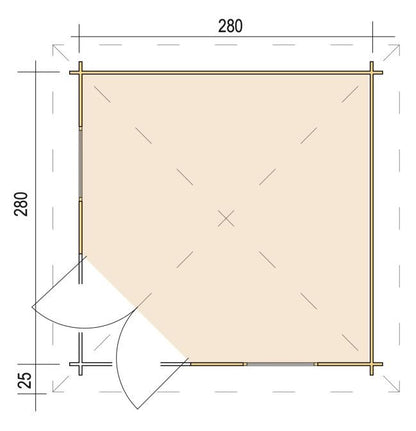Zuluna Basic Apex Roof Cabin - 28mm 2.8x2.8m