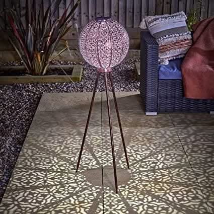 Free Standing Tripod Solar Powered Lantern Large Silhouette Effect Damasque - Taylors Garden Buildings (view 2)