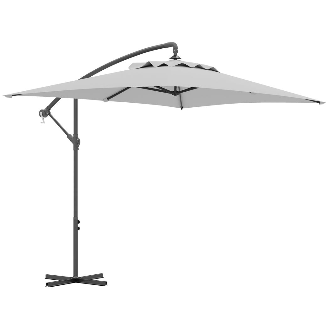 Outsunny 3 m Cantilever Parasol with Cross Base, Crank Handle