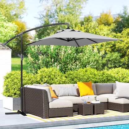 Outsunny 3 m Cantilever Parasol with Cross Base, Crank Handle