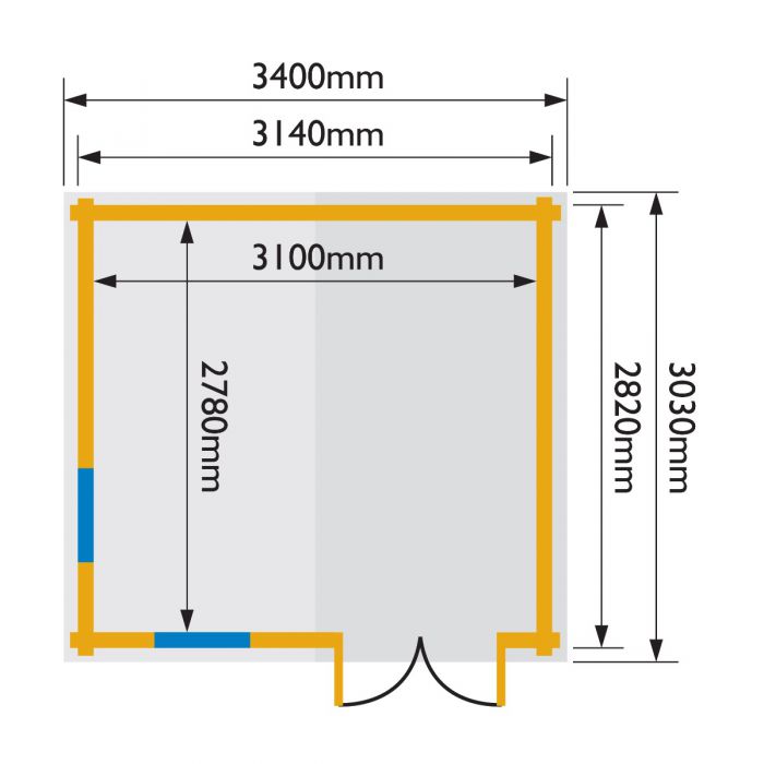 Rowlinson Garden Retreat Log Cabin 2.8mx3.1m