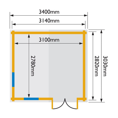 Rowlinson Garden Studio Log Cabin 1.9mx3.1m