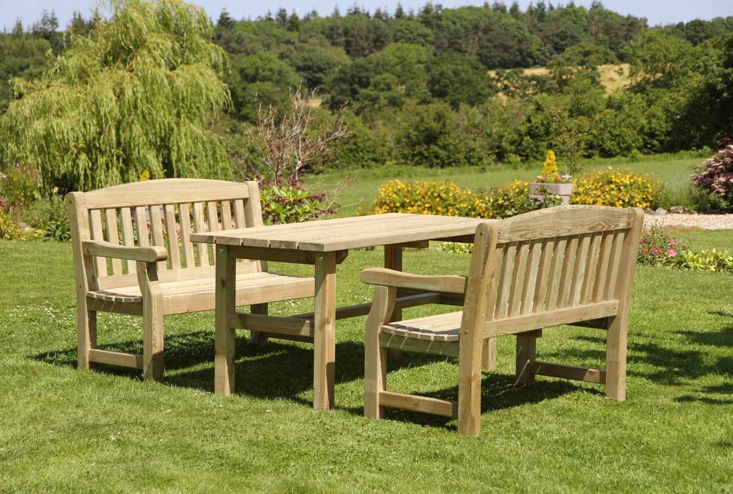 Emily Table & 2 Bench Set