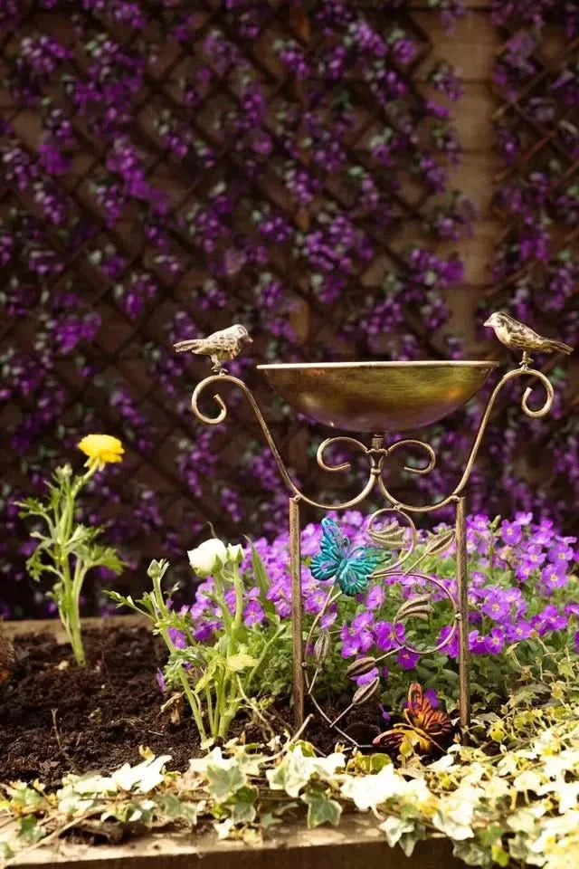 Bronze Effect Bird Bath Garden Trellis – Weatherproof Outdoor Bird Feeder