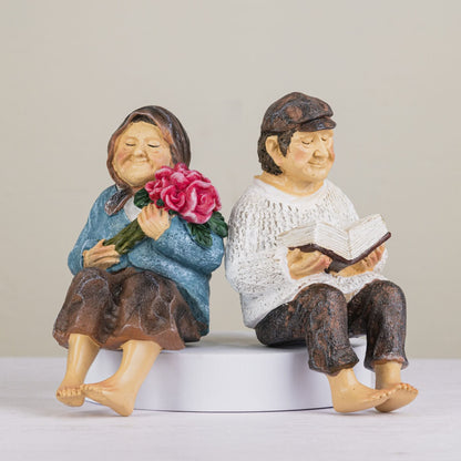 Grandmother & Grandfather Solar Garden Ornament Set – Light Up Outdoor Statues