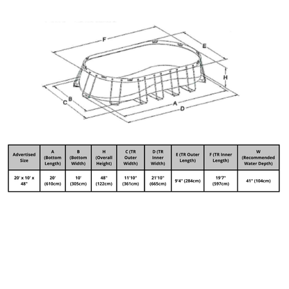 Intex 20ft x 10ft x 48" Prism Frame™ Oval Above Ground Swimming Pool with Filter Pump and Accessories