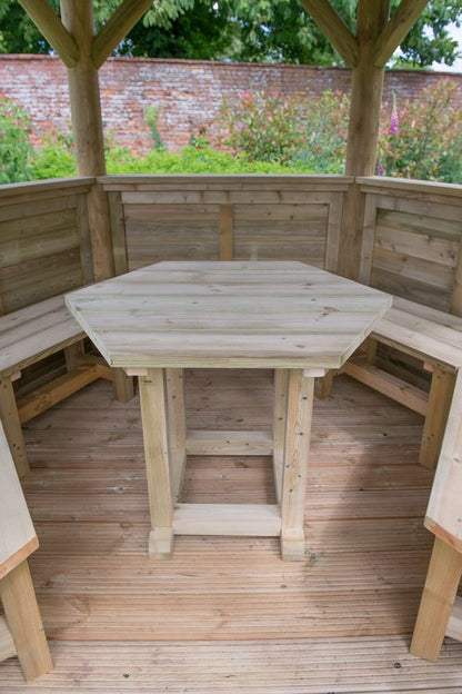 3m Premium Hexagonal Wooden Garden Gazebo with Thatched Roof – Furnished
