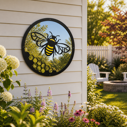 SunCatcher Garden Mirror Round Yellow Honey Bee Range of Sizes