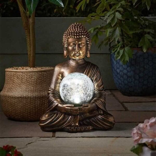 Solar Gazing Buddha Garden Statue