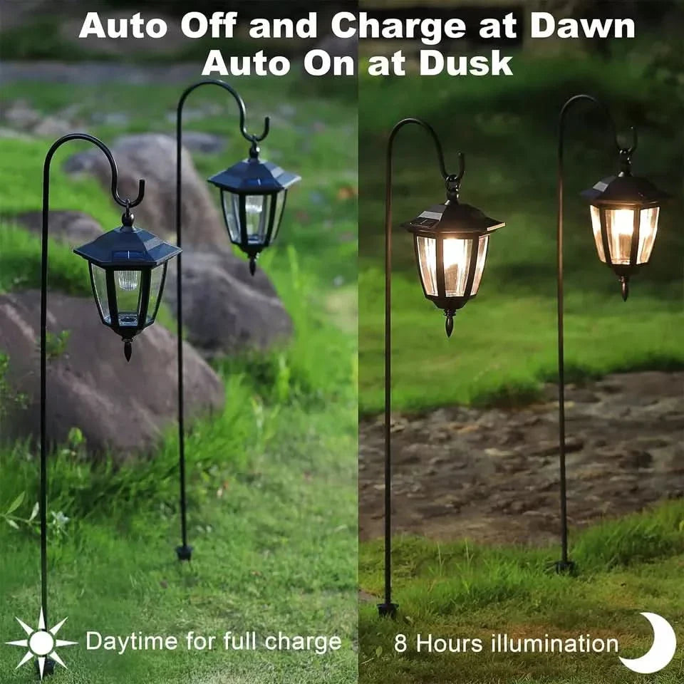 2 Solar-Powered Lantern Stake Garden Lights