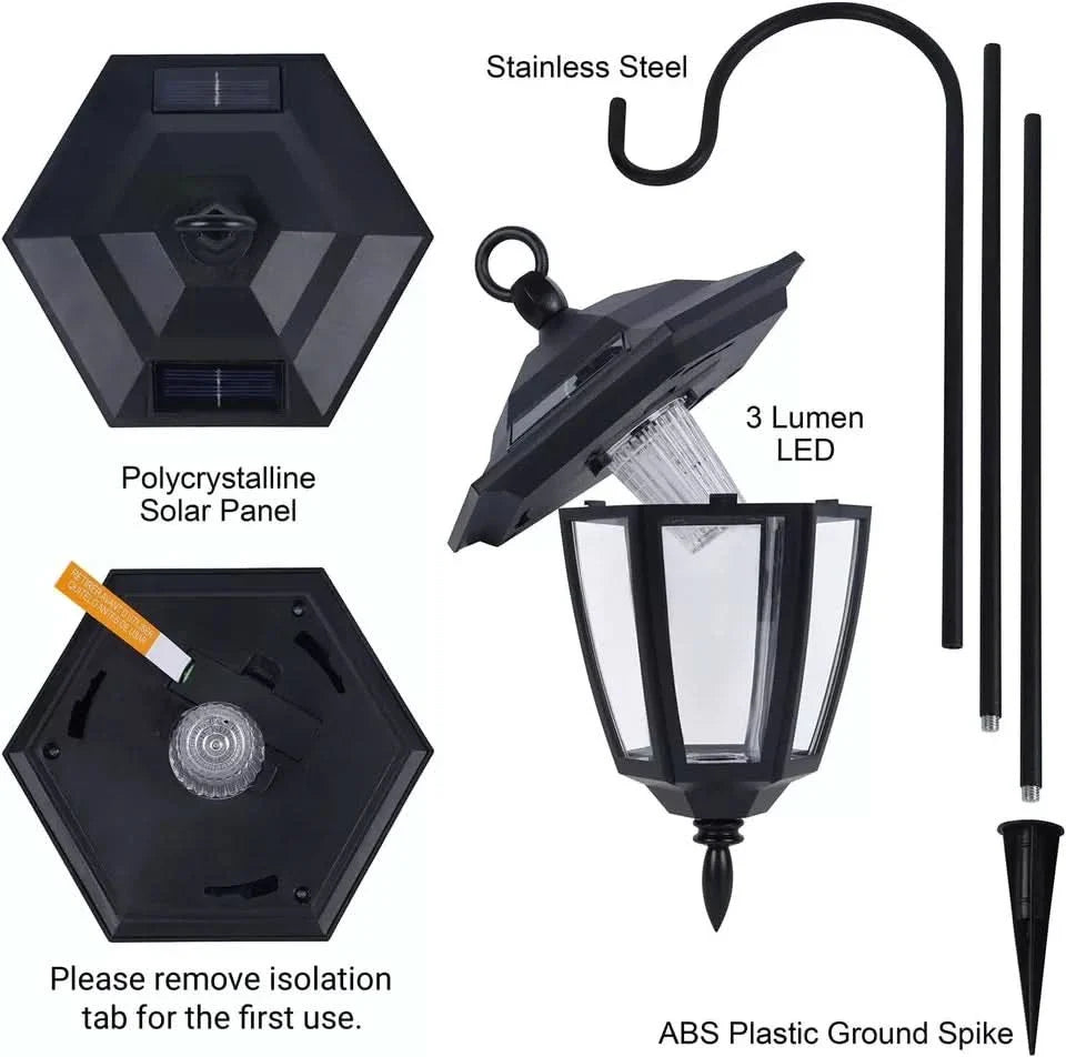 2 Solar-Powered Lantern Stake Garden Lights