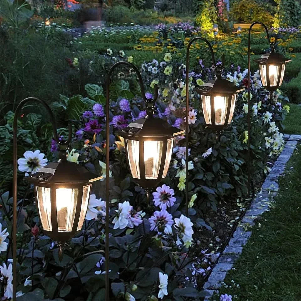 2 Solar-Powered Lantern Stake Garden Lights