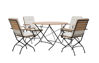 Sicily 4 Seater Teak and Wrought Iron Round 110cm Garden Dining Set