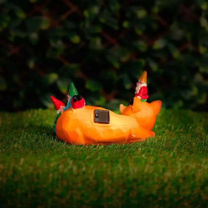 Solar Sleeping Fox Gnome Garden Ornament with LED Light
