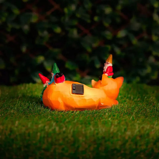 Solar Sleeping Fox Gnome Garden Ornament with LED Light - Taylors Garden Buildings (view 2)