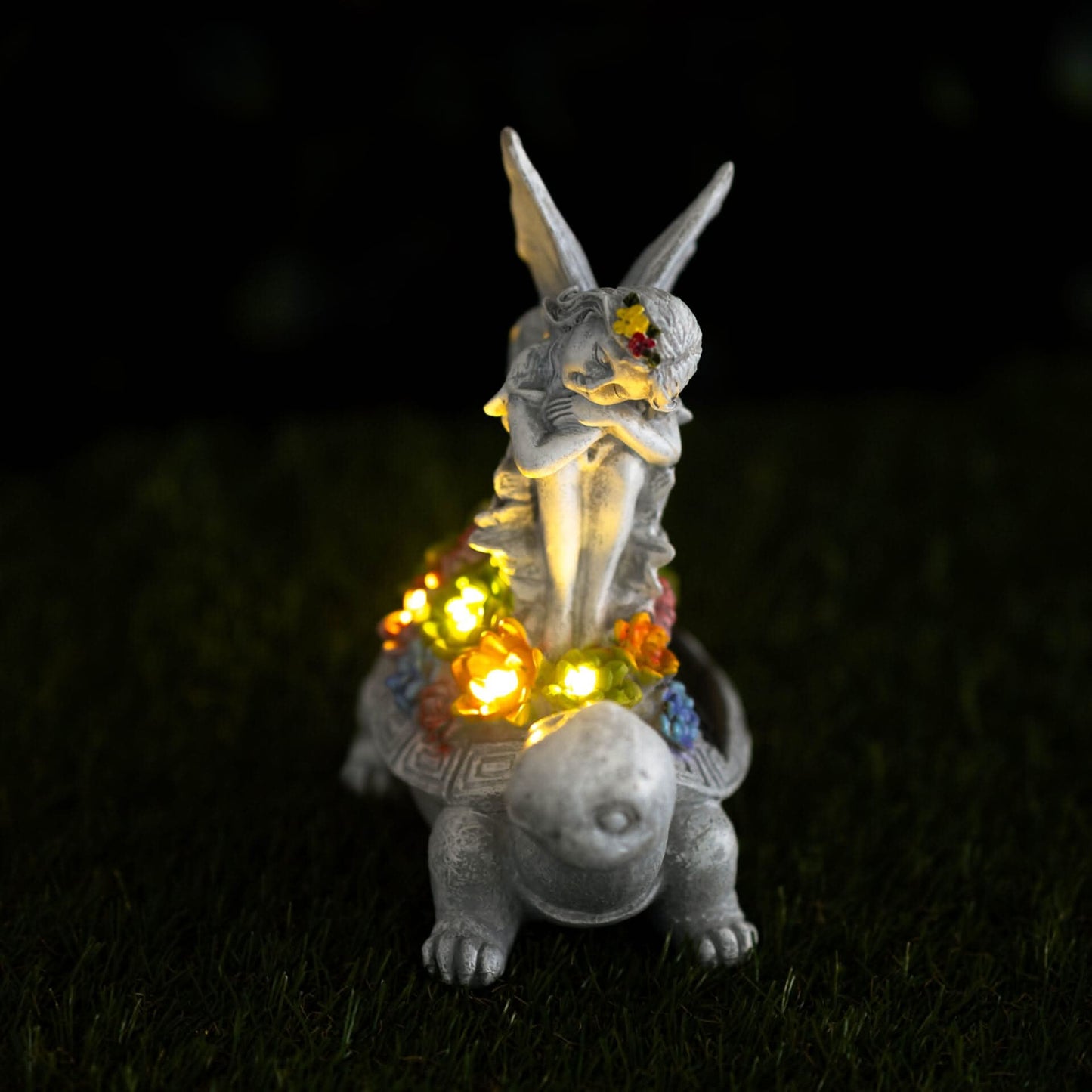 Solar Fairy Tortoise LED Garden Statue Resin Ornament 20cm
